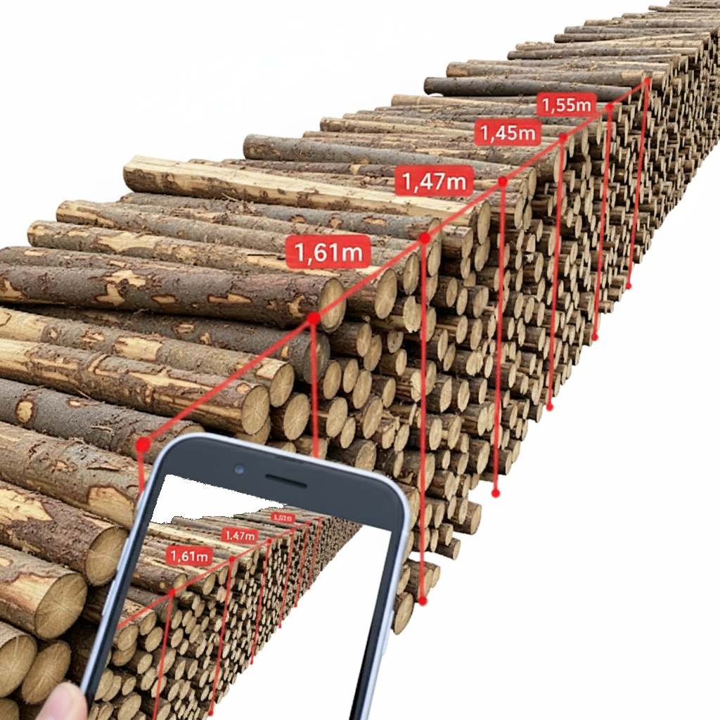 Pile3D iPhone application scanning a woodpile